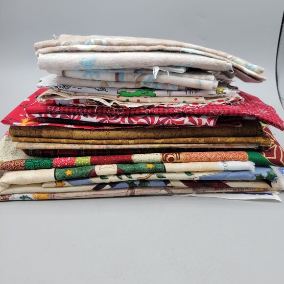 Holiday Seasonal Fabric Scraps Crafting Quilting Fabric Bundle 3.1 lbs - Picture 3 of 7